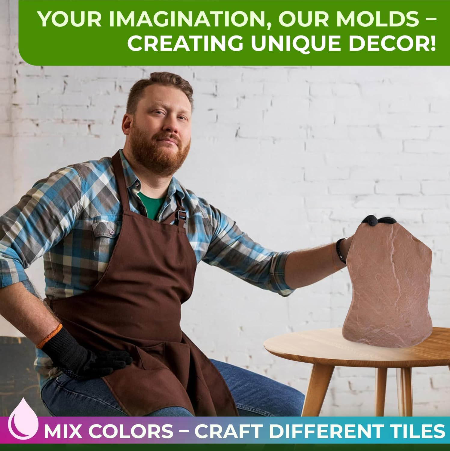 Betonex 6 Pcs Flagstone Molds ABS 2Mm Cement Mold - Reusable Paver for DIY Stepping Stone - Casting Pathmaker Garden Pathmate Pavement Precast Concrete Forms and Walkway image number 5