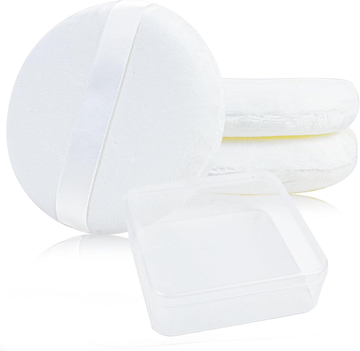 5Pcs Dusting Powder Container with Puff, 3.4 Inch Acrylic Body Powder Containers with Large Soft Puff Loose Dusting Powder Container Reusable Powder Applicator for Women Baby Body Face Makeup