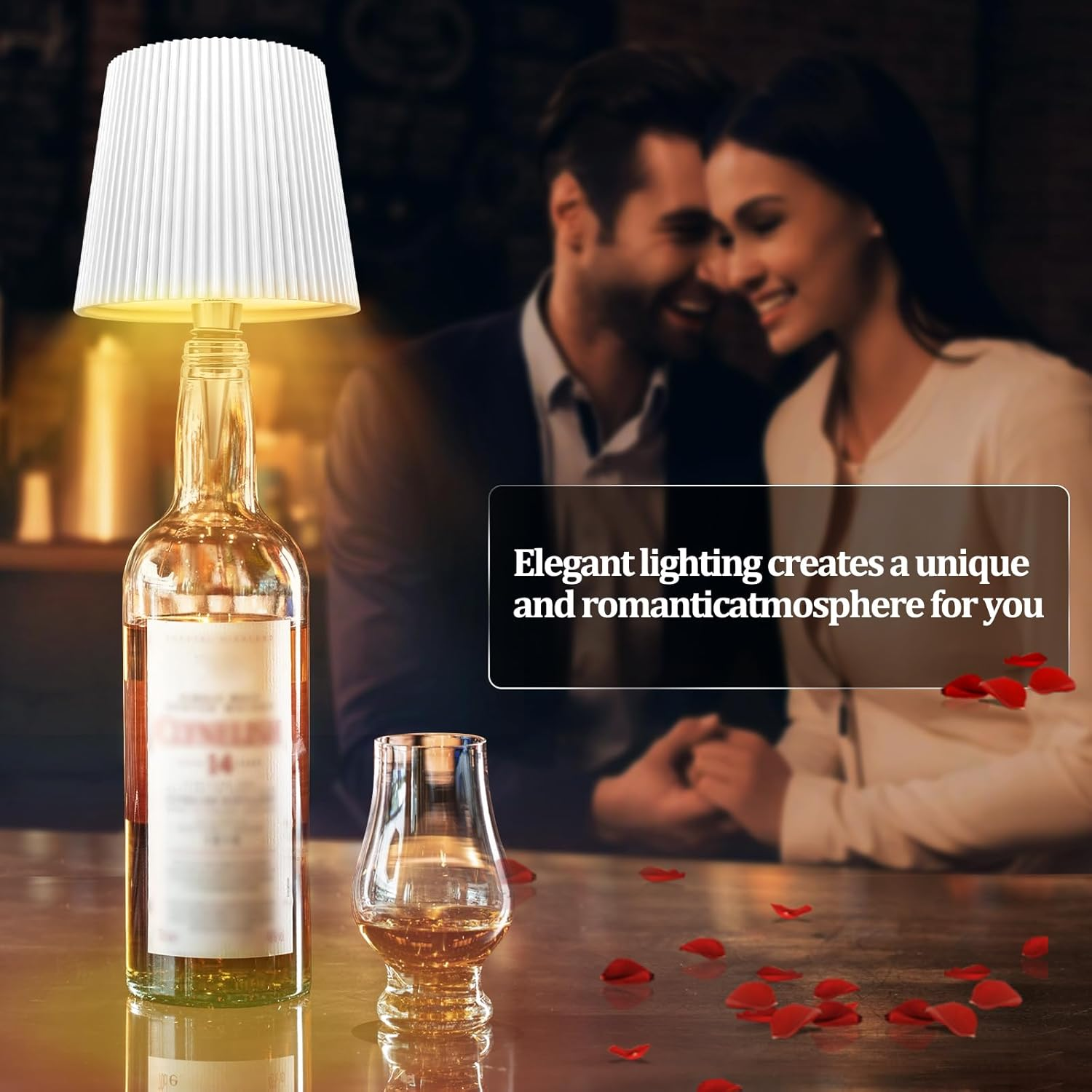 Bottle Lamp Attachment LED Rechargeable, 3 Adjustable Colour Temperature Modes, Touch Bottle Lamp, Protection Class IP54, Wireless USB Rechargeable Table Lamps, for Restaurant, Bedroom, Garden, Bar