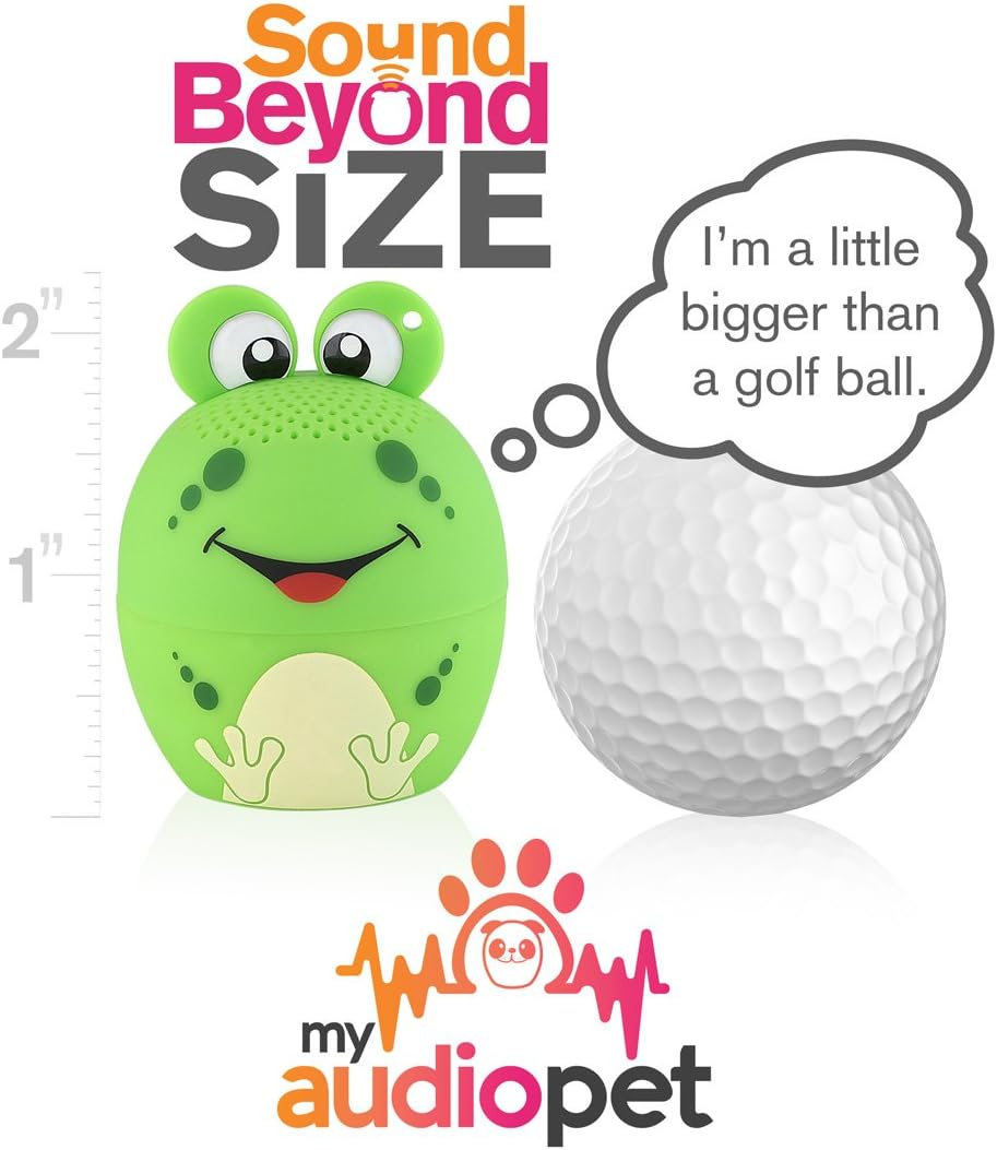 My Audio Pet Frog Mini Bluetooth Animal Wireless Speaker for Kids of All Ages - True Wireless Stereo Technology - Pair with Another TWS Pet for Powerful Rich Room-Filling Sound - (Ampedphibian) - Pandamonium 2018 image number 4
