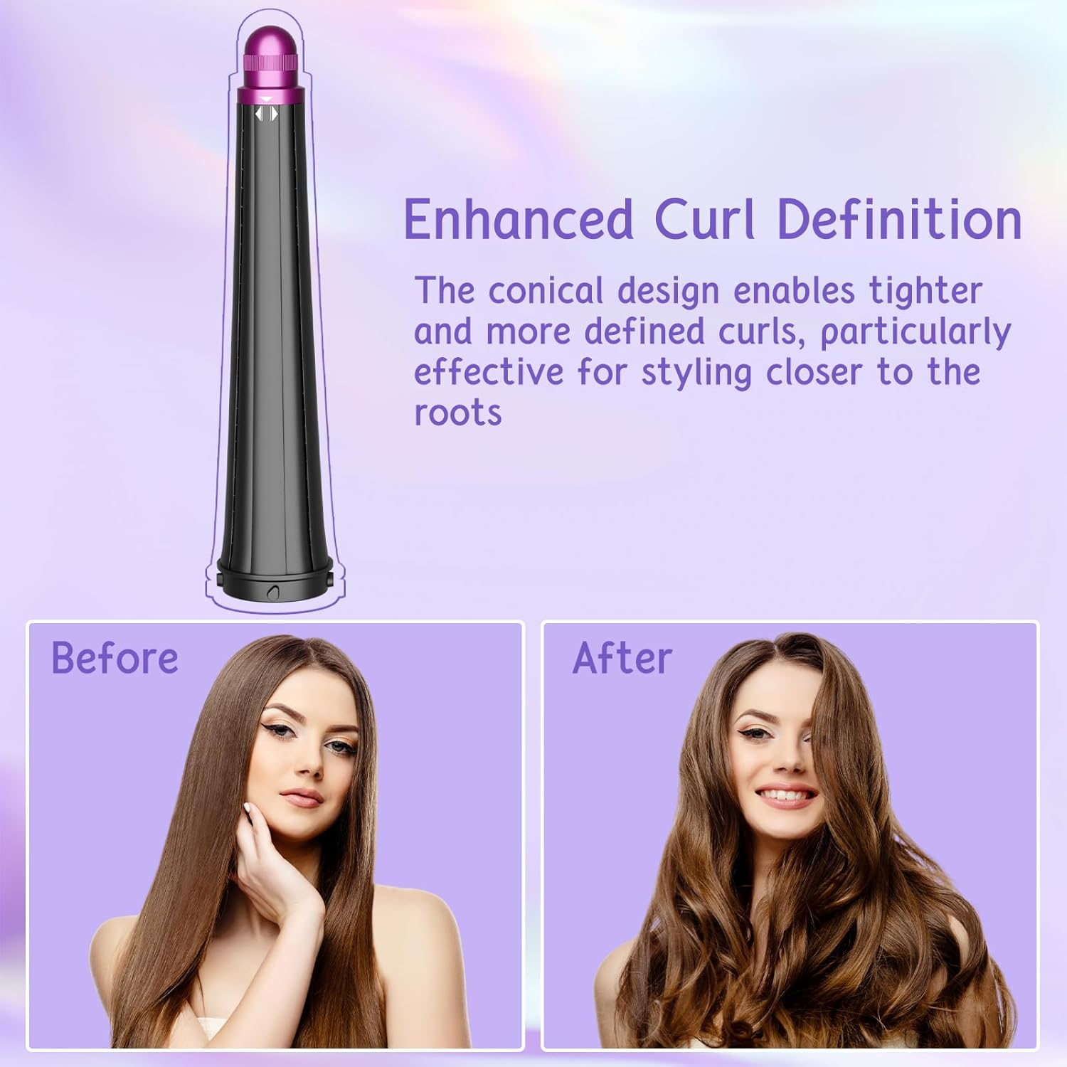 ZEPHBLOW Hair Long Conical Barrel for Dyson Airwrap, 0.78-1.4Inch/ 20-36Mm Conical Curling Barrels Compatible with Airwrap HS01/05, Self-Curling Hair Roller Curlers Attachment for Long Hair,Rose