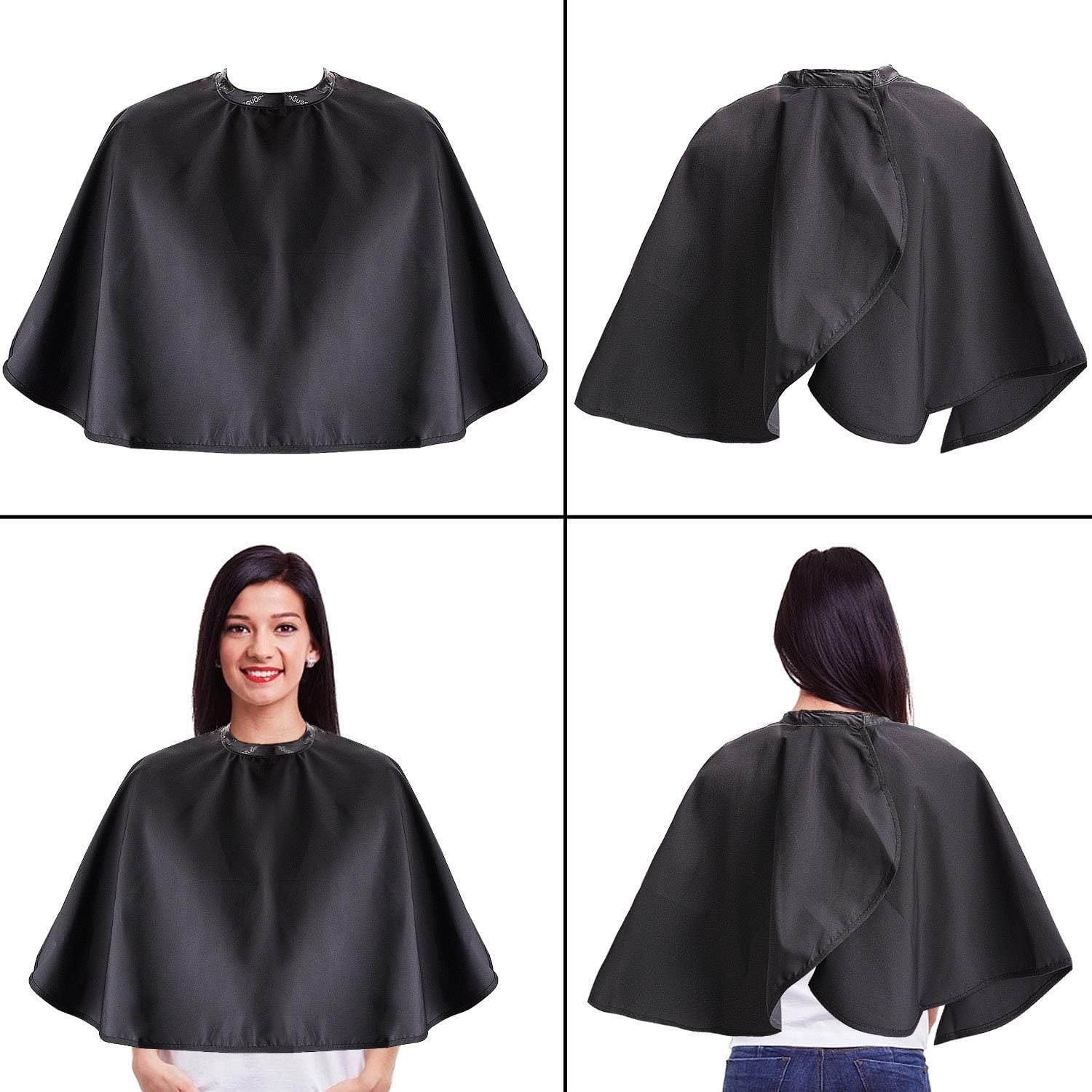 Noverlife Black Makeup Cape, Chemical & Water Proof Beauty Salon Shorty Smock for Clients, Lightweight Comb-Out Beard Apron Shortie Makeup Bib Styling Shampoo Cape for Makeup Artist Beautician image number 3