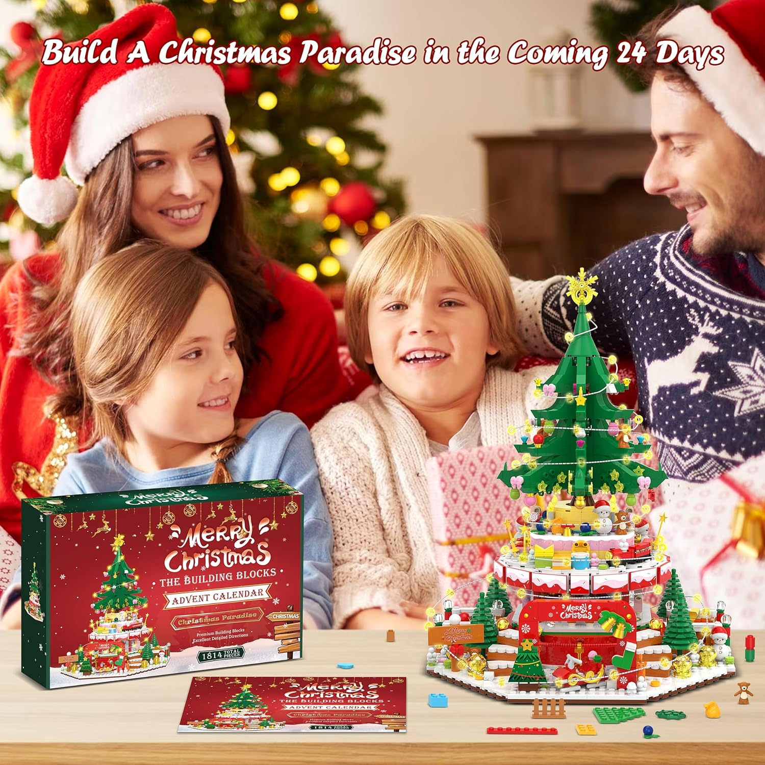 Advent Calendar 2024 Christmas Tree Paradise Building Toy Set with LED Light, 24 Boxes Surprise Christmas Countdown Calendar Building Blocks Display, Creative Gifts for Adults Teens Girls Ages 6+ image number 5