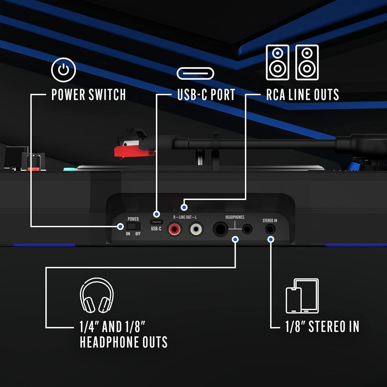 Stanton STX - Portable Scratch DJ Turntable with Innofader Nano Crossfader, Bluetooth, Pitch Slider, USB Recording, Speaker, 2 Rechargeable Batteries image number 3