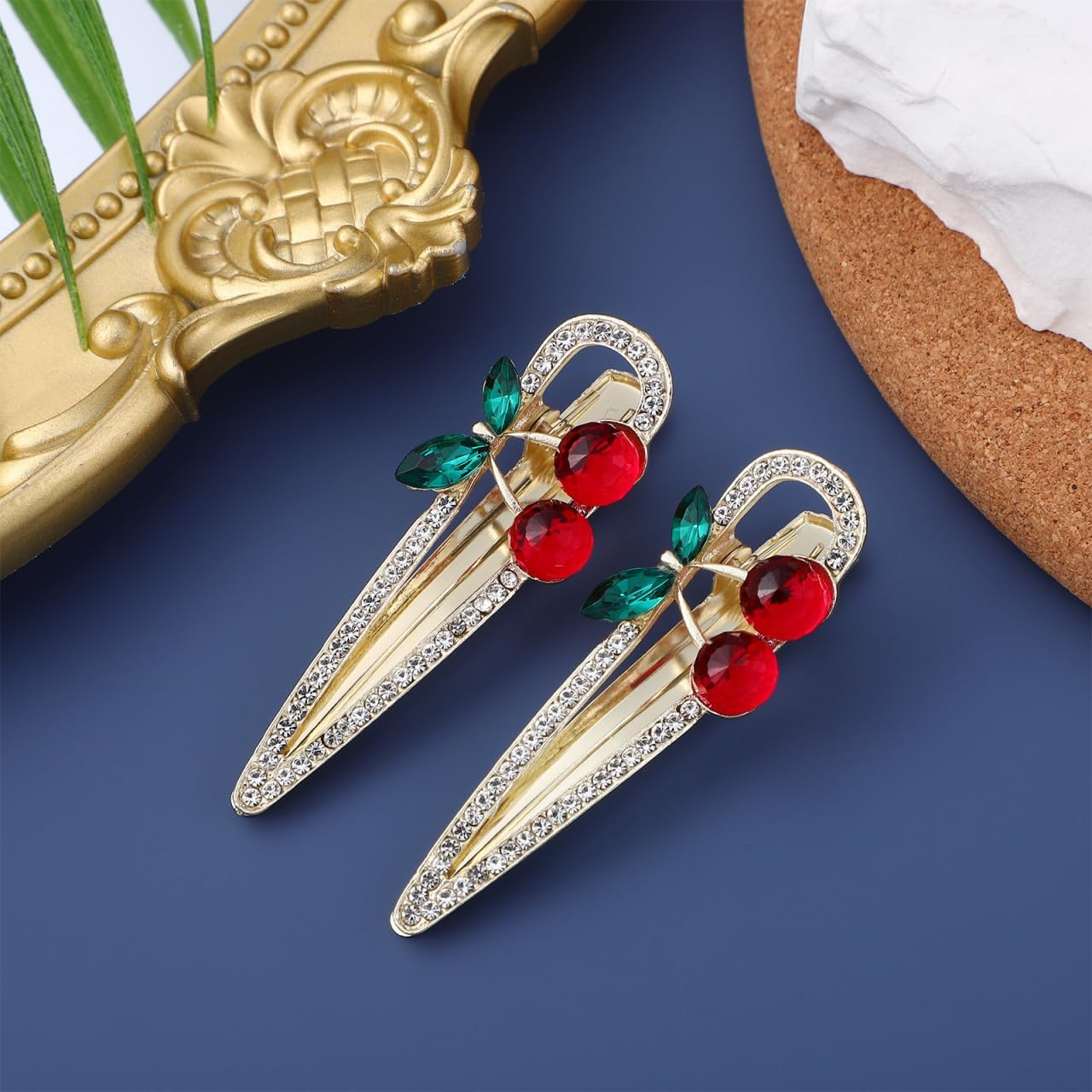 Ipetboom Fashion Cherry Hairpin Set - 2 Piece Rhinestone Clip Clip Headpiece for Girls Perfect image number 3