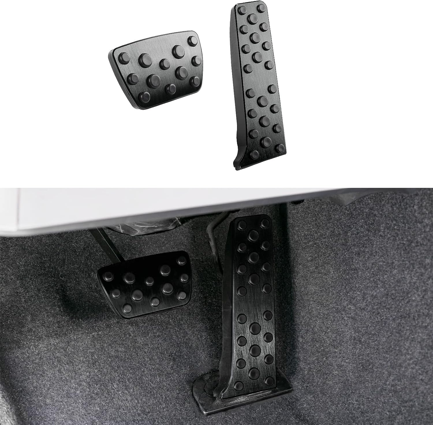 CKE Sporty Aluminum Alloy & Rubber Pedal Covers - Brake & Gas for Toyota Camry (2018-2024), RAV4 (2019-2024), Avalon, Highlander, Sienna, Venza, Bz4X, Prius, Crown & Lexus ES/LS (2018-2024)