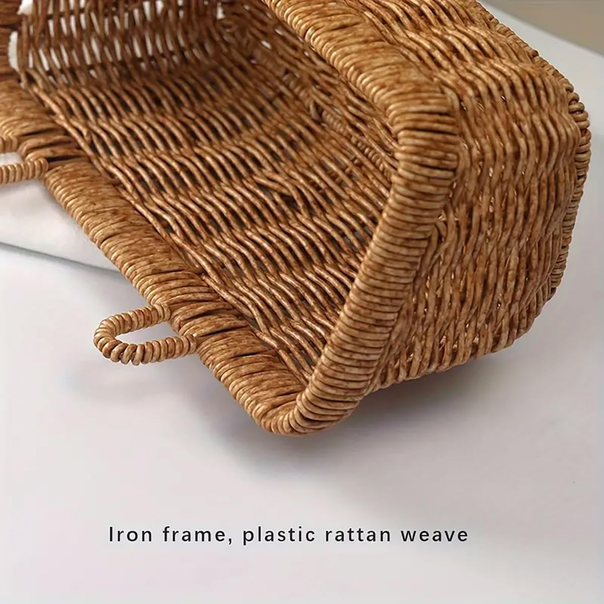 AIMALL Multi-Purpose Plastic Rattan Hanging Storage Basket, Versatile for Kitchen Garlic, Onion Storage and Living Room Decor, Sturdy Iron Frame Weave, Small/Large - No Assembly Required image number 3