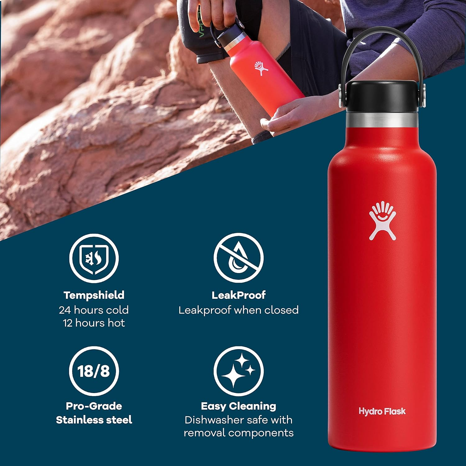 Hydro Flask Water Bottle - Standard Mouth Flex Lid image number 6