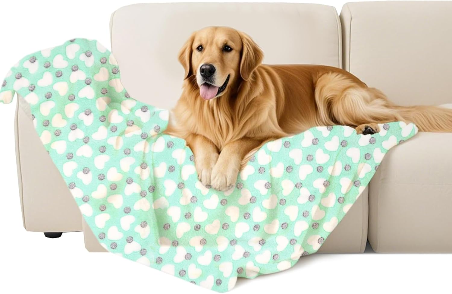 Dog Blanket Warm Sleeping Mat, Soft Coral Fleece Pet Blanket, Cute Paw Print Cat Blanket Dog Accessories for Bed Couch Sofa (White, Medium (30"X20"))