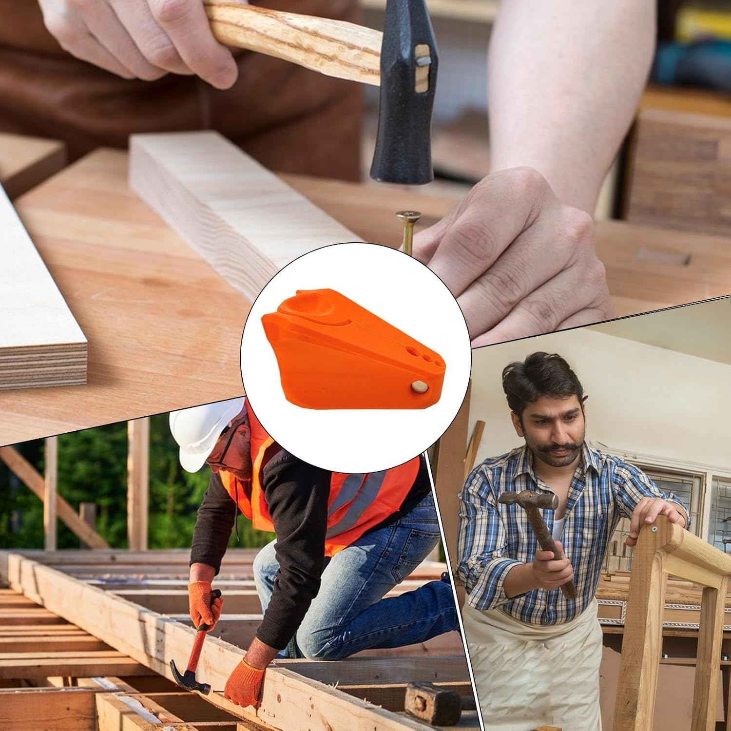 Gkgwuxf Nail Installation Clip - Nail Wall Fastening Tool,Ergonomic Guide Protector Fastening Fixing for Woodworking Hammering Installation Carpentry Construction image number 1