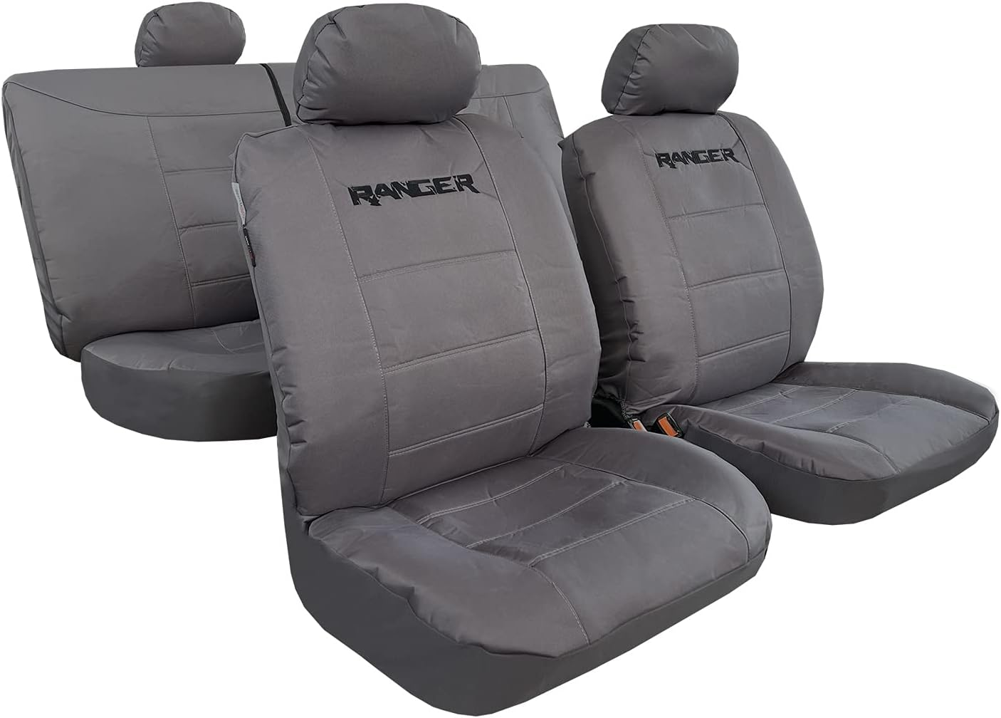 Car Seat Covers for Ford Ranger PX2 PX3 Front Set Metallic Carbon Black Mesh Heavy Duty 2006-2021 Airbag Compatible - Black Full Set image number 5