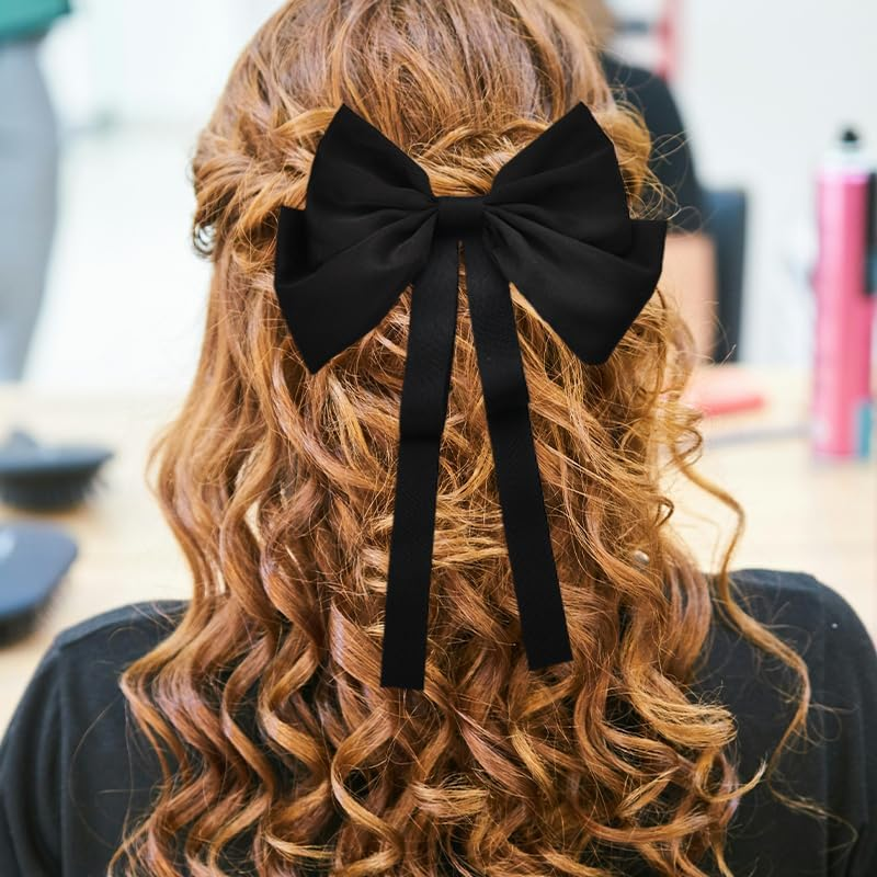 Big Black Hair Bow Clips for Women Girls Bow Knot Hair Clips Barrette for Girls Bowknot Hair Clip for Women Girls Bow Hair Decorations for Party Prom Canival image number 6