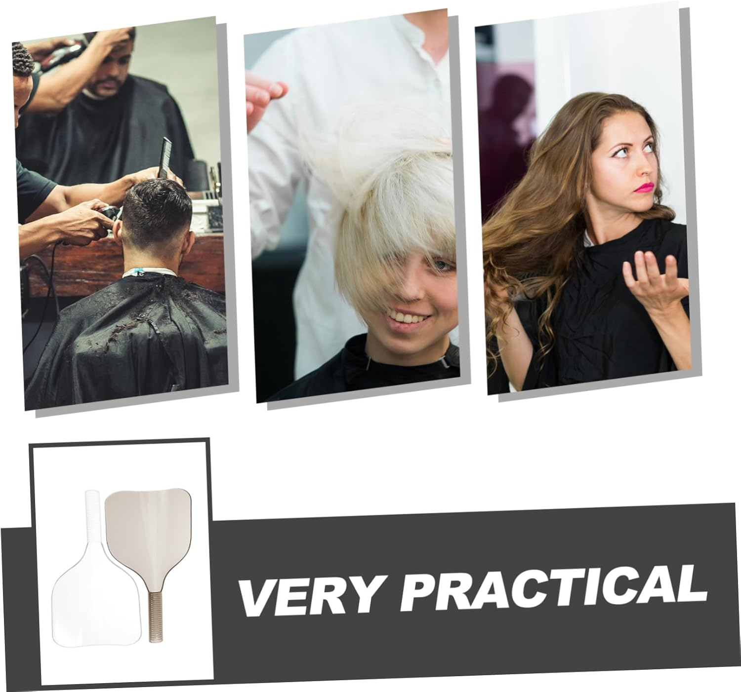 AUTSUPPL 2Pcs Hair Coloring Masks with Handle and Black Barber Salon Haircut Covers for Hairdressing and Makeup Protection