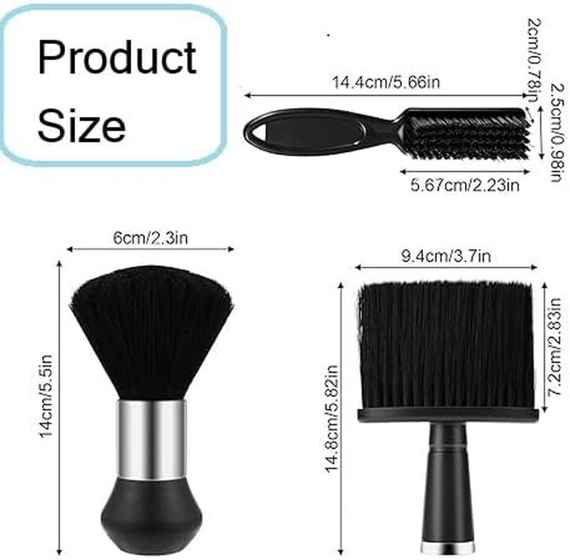 Leanockesa 3 Pcs Professional Barber Brush - Soft Neck Duster for Haircut, Styling & Cleaning | Premium Nylon Hair Brush | Barber Accessories (Black) image number 4