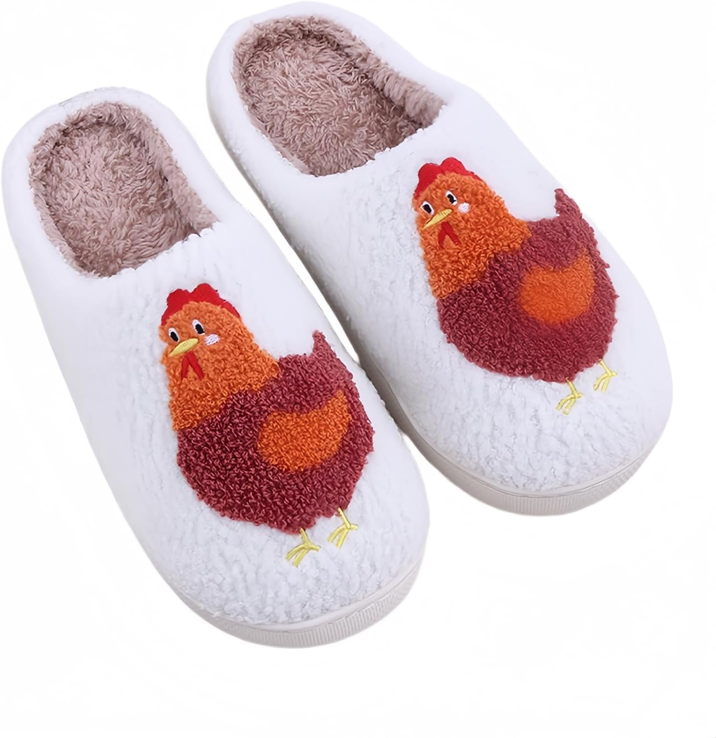 Cute Animal Slippers for Women and Men with Capybara or Chicken Embroidery Plush Memory Foam House Shoes with Soft Lining and Non Slip Sole for Indoor Use