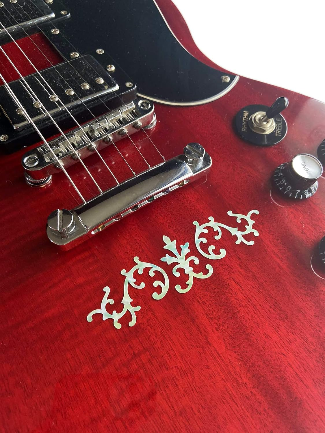 Inlaystickers for Guitars & Bass - SRV Vines (Stevie Ray Vaughan) - White Pearl image number 2