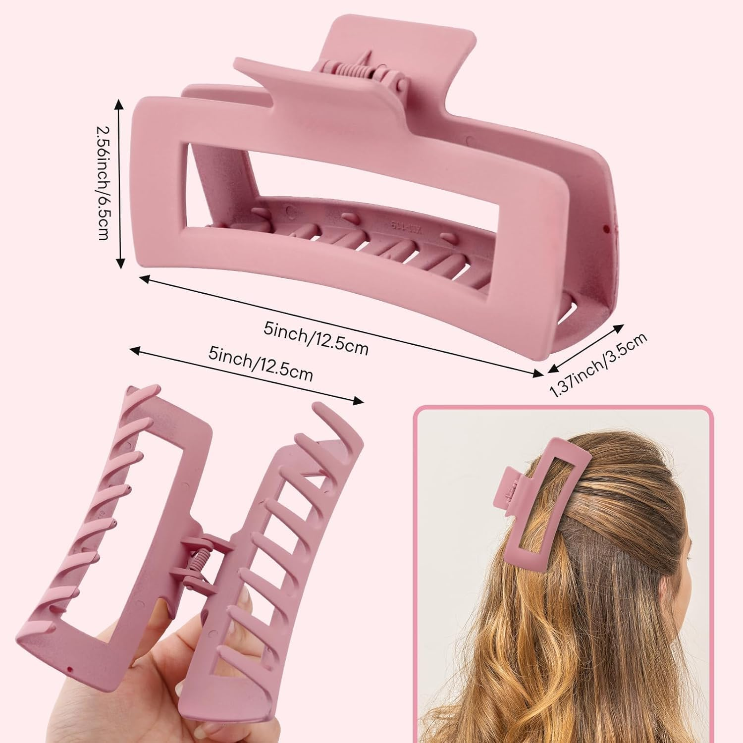Jumbo Non-Slip Claw Clip for Thick Hair with Strong Hold and Matte Finish - 4-Piece Set for Women, Perfect for Wet and Dry Hair, Salon-Quality Hair Claw - Orevan image number 4