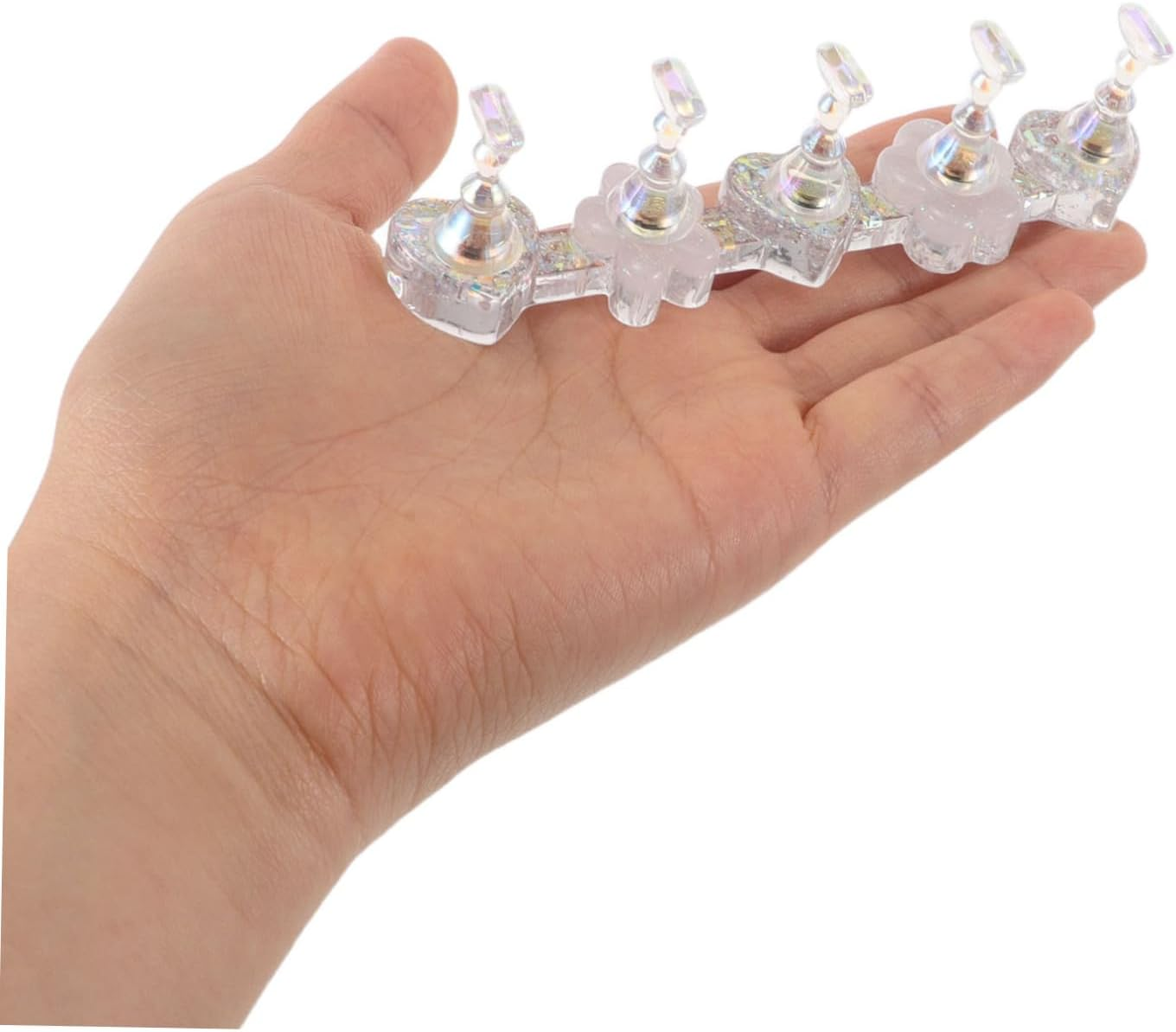 VINTORKY 2 Sets Magnetic Nail Tips Holders with Heart Strip Design Transparent Resin Nail Display Stand Portable Lightweight for Salon Supplies image number 1