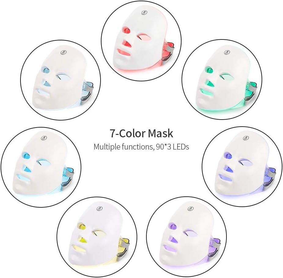 Light Face Mask 7 Colors Photon LED Light Therapy Beauty Mask, Skin Rejuvenation Face Lifting Whitening Beauty Mask for Home Use image number 1