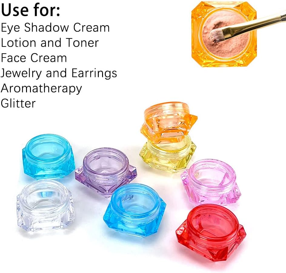80Pcs 3Gram/5Gram Sample Empty Cosmetic Containers, Small Plastic Diamond Shape Pot Jars with 8 Mini Spatula for Eye Shadow Nails Lip Balm Cream Lotion (8 Color) image number 6