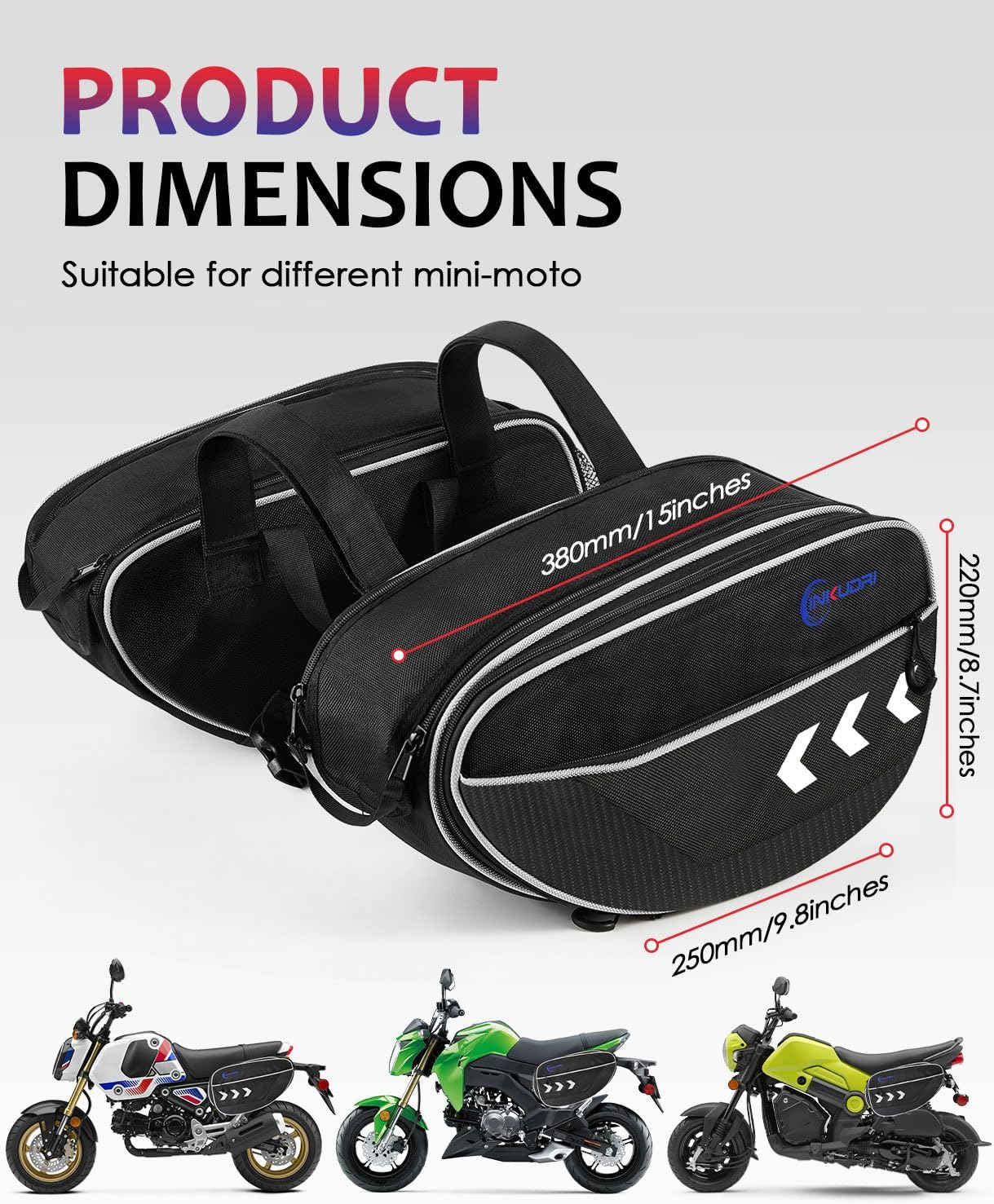 Motorcycle Saddlebags Extendable Motorcycle Saddle Bags Side Bags 30L (15L*2) Waterproof Storage Bag for 2022 2023 2024 2025 Grom Navi Z125 Rebel TW200 Ruckus Minimoto Dirt Bike Dual Sport image number 6
