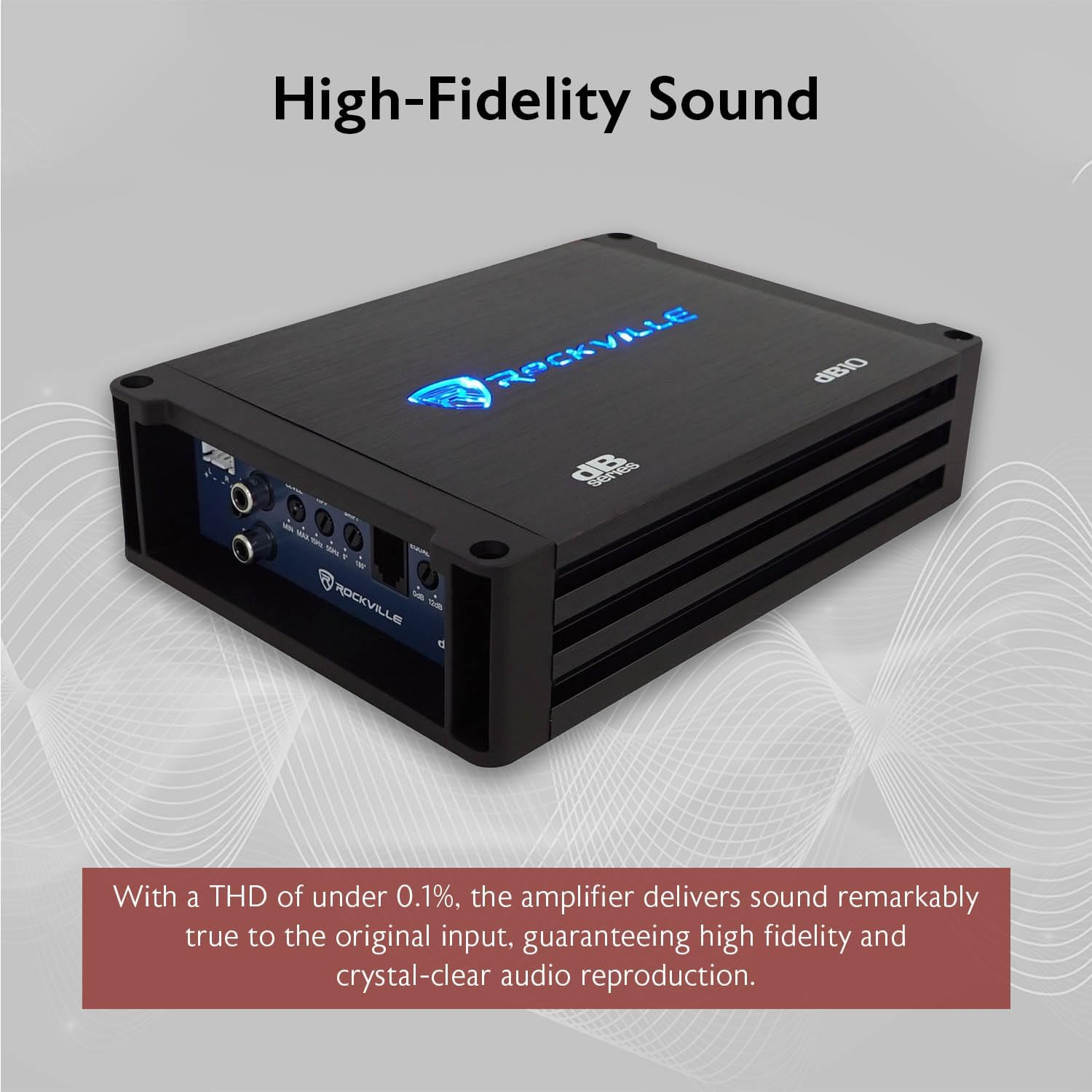Rockville Db10 800W Mono 4-Ohm Car Amplifier, High-Speed MOSFET, Adjustable 12Db Crossover, LED, Remote Sub Control, Perfect for Car Audio and Subs image number 5