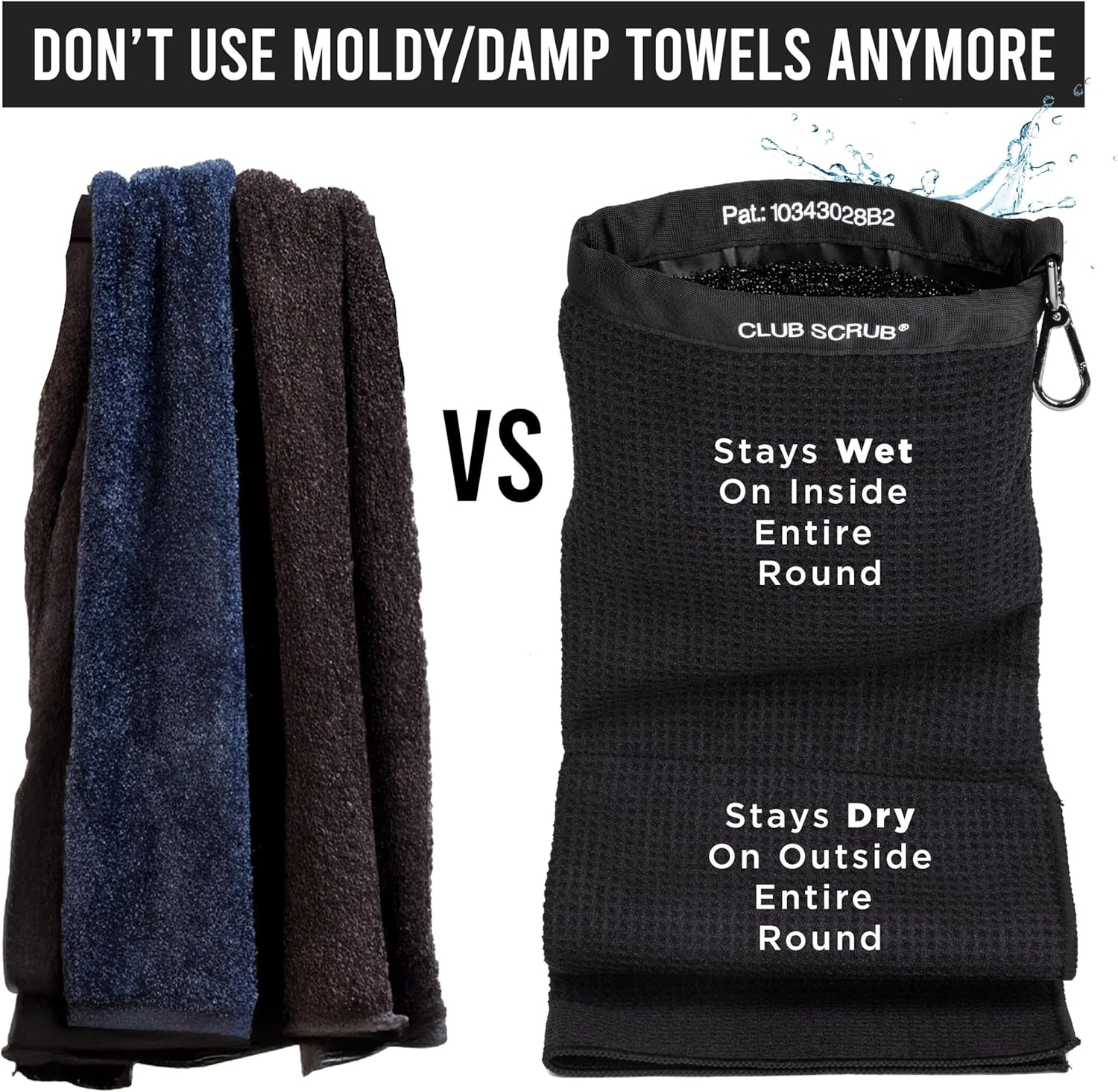 Club Scrub Golf Club and Ball Cleaning Towel Pro, Waffle-Weave Microfiber, Black image number 5