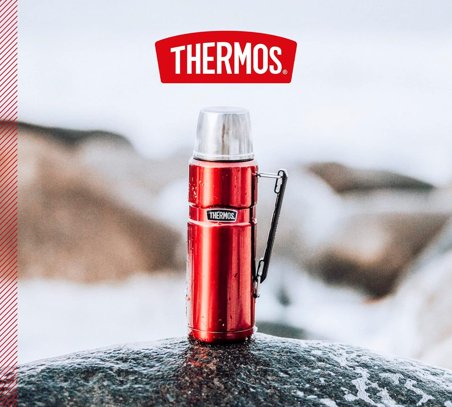Thermos Stainless King Thermos Flask, Red, 1.20 L, Stainless Steel, Completely Leak-Proof, with Drinking Cup and Handle, 12 Hours Hot & 24 Hours Cold, Dishwasher Safe, Bpa-Free image number 6