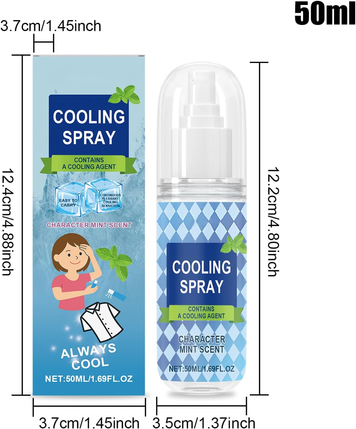 Cool Spray | Cooling Face Spray 50Ml | Moisturizing UV Protection Liquid Ice Mist for Hot Weather Sports Travel Golf Hiking Camping Beach Commute Daily Outdoor image number 2