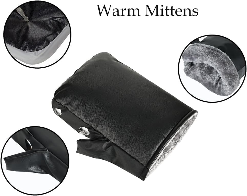 7JI Motorcycle Handlebar Mittens Muffs, Bike Handlebar Mitts Waterproof and Windproof Motorcycle Gloves Winter with Reflective Tape, Thickened Winter Gloves for Men and Women image number 2