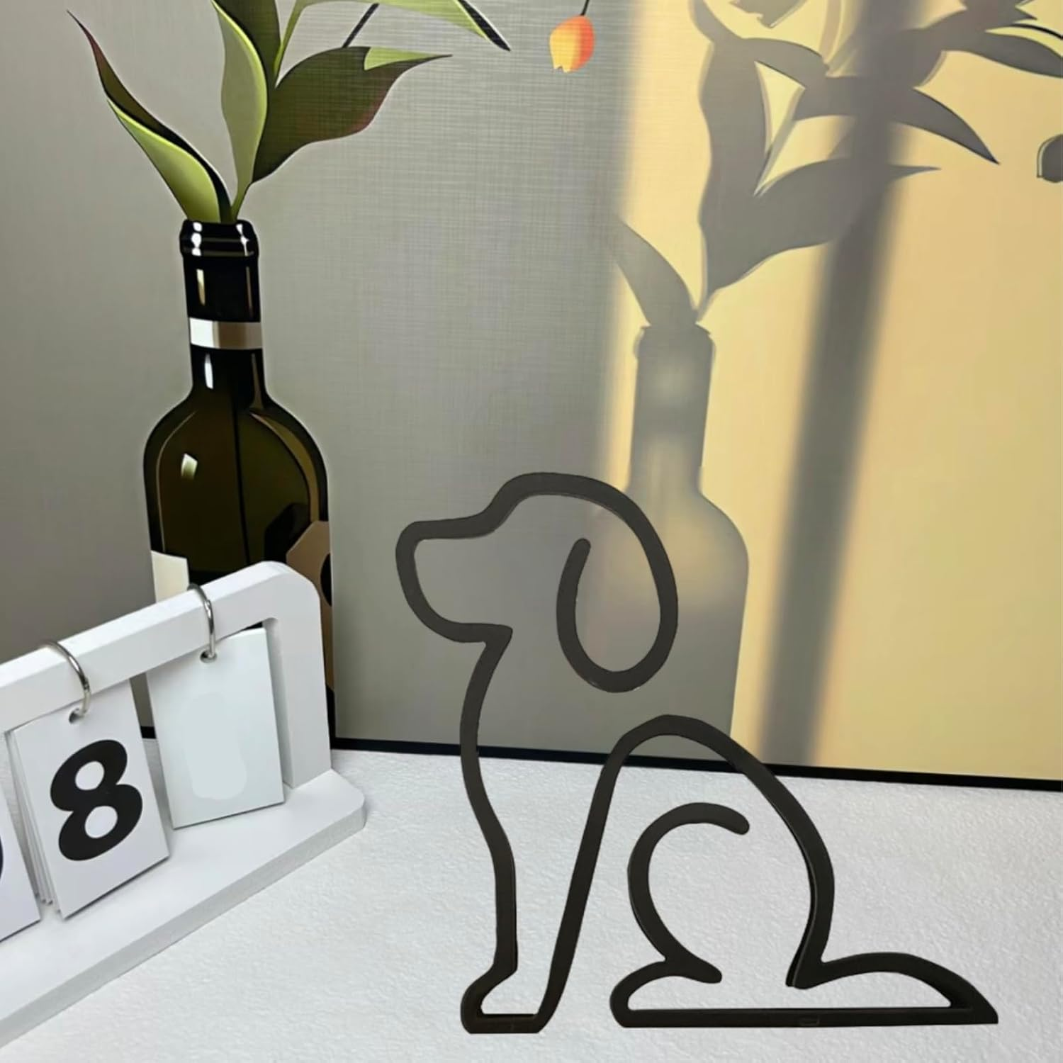 TTYGRHQ Metal Wire Dog Wall Art Sculpture, Minimalist Abstract Design, Black Geometric Home Decor image number 3