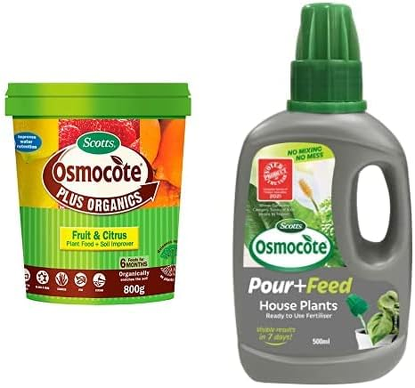 Scotts Osmocote plus Organics Fruit & Citrus Fertiliser and Soil Improver 800G - Contains Natural Biostimulants - with Seaweed - Stronger Root Developtment