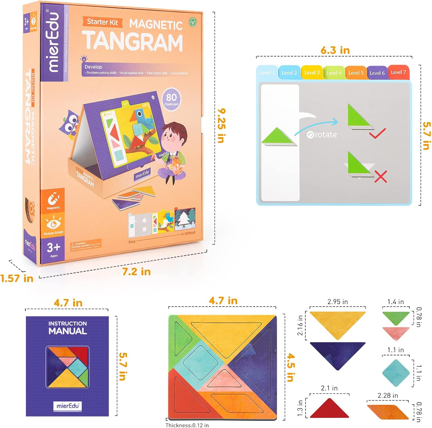 Mieredu Magnetic Tangram Starter Kit
