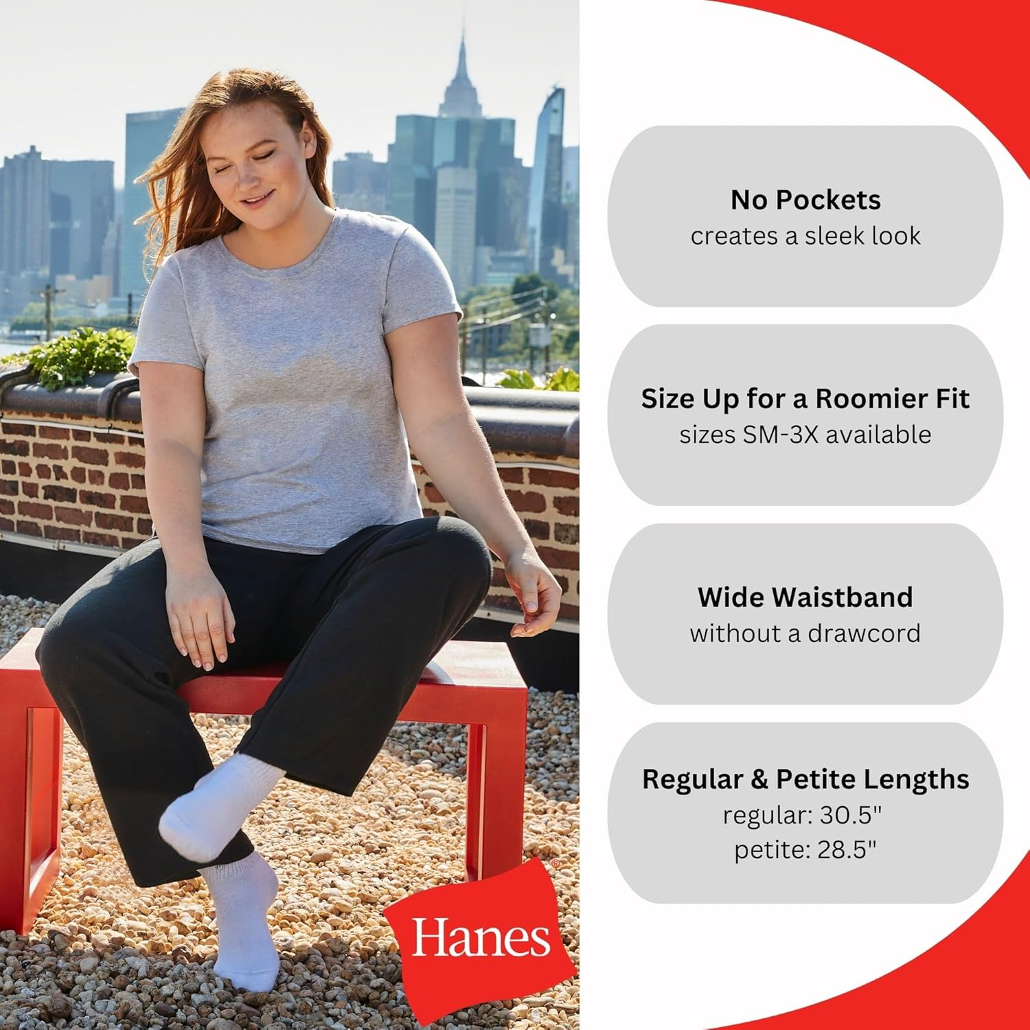 Hanes Women'S Ecosmart Fleece Petite Sweatpants, Open Bottom Sweatpants, Regular & Petite Sizes