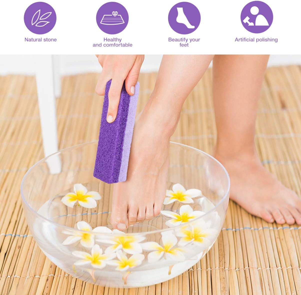 HEALIFTY 2Pcs Foot Pumice Stone Exfoliator Pedicure File Block Callus Remover Scrubber (Purple) image number 6