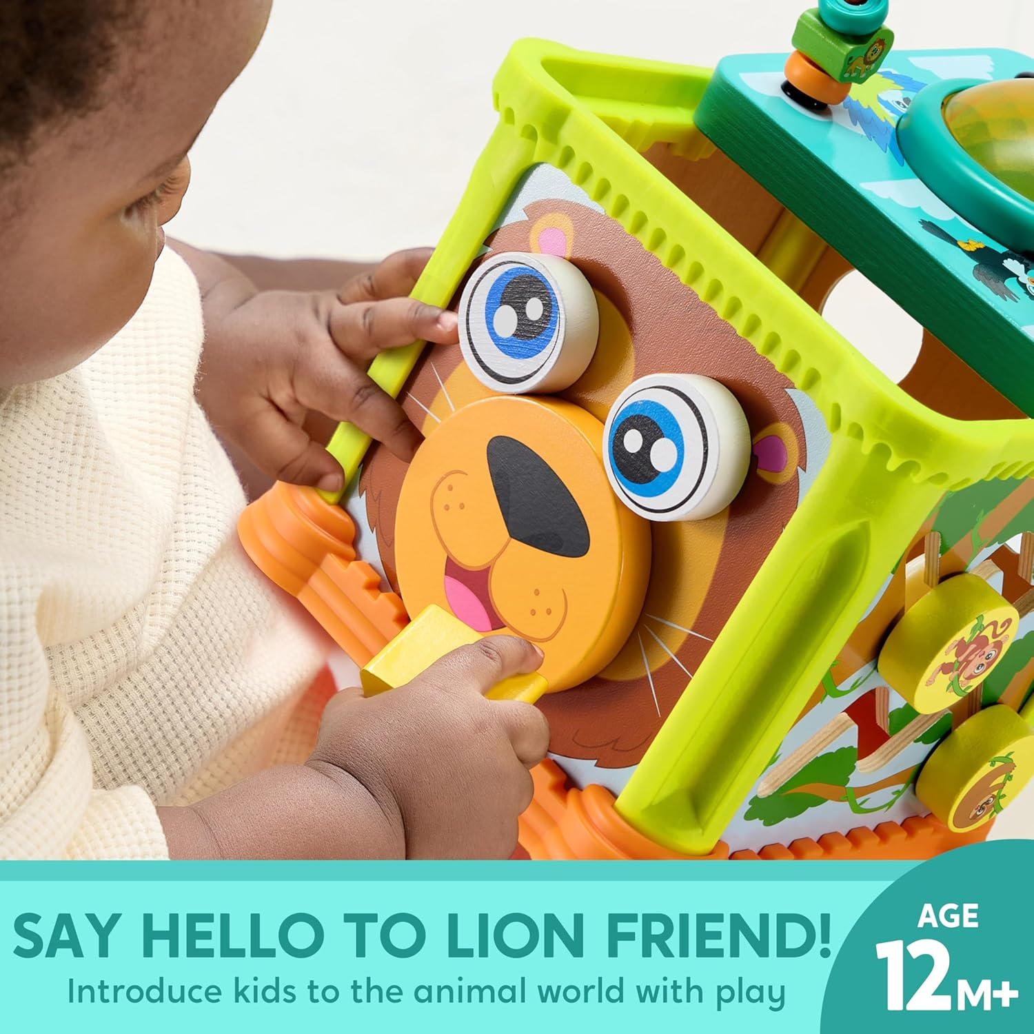 SYNCFUN Baby Toys, Toddler Educational Learning Gift, Montessori Toys for 1 Year Old, Wooden Activity Cube with Music for Boys and Girls, Birthday Present image number 3