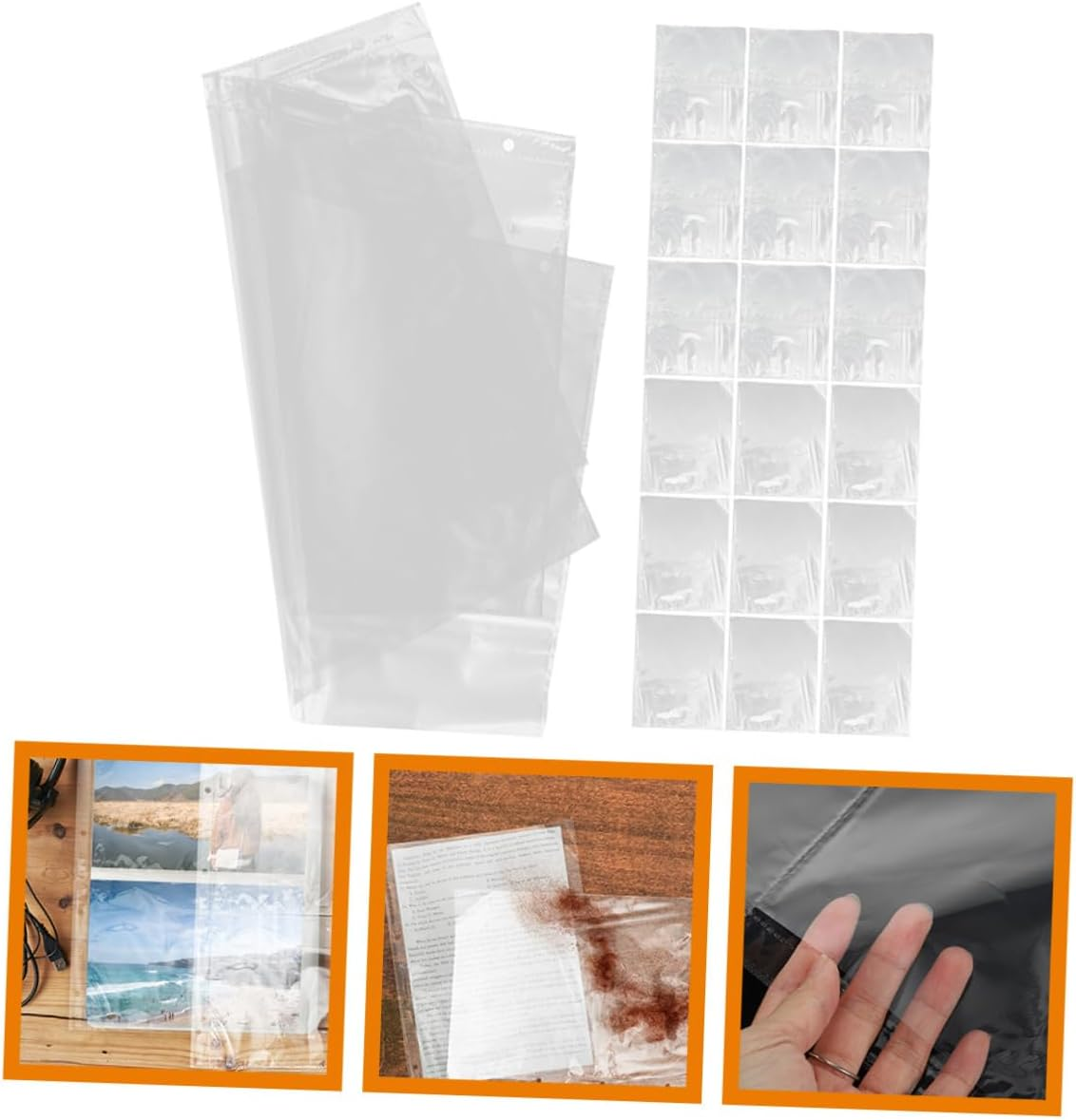 BUTIFULSIC 50Pcs Refill Album Pages for Photo Album Postcard Pockets Four Photo Sleeves for Card Collection
