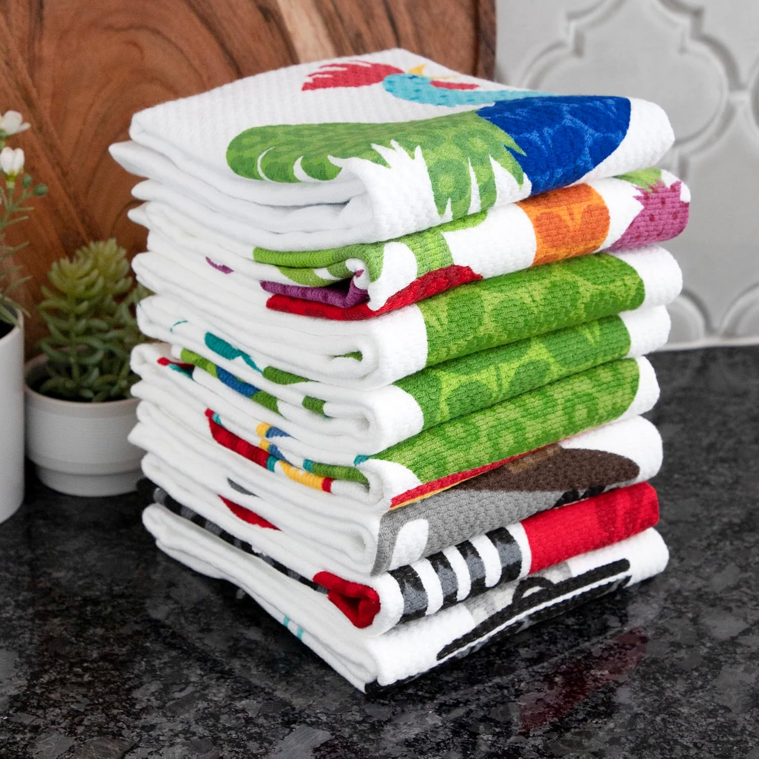 T-Fal Textiles 62445 2-Pack Veggie Print Dual Sided Woven Weave Cotton Kitchen Dish Towel image number 4