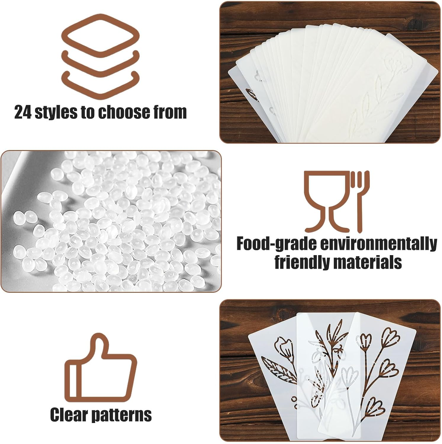 24 Pcs Flower Painting Stencils Reusable Floral Stencils Botanical Art Craft Templates Flower Leaf Stencils for Wall Painting Door Crafts Canvas Decoration