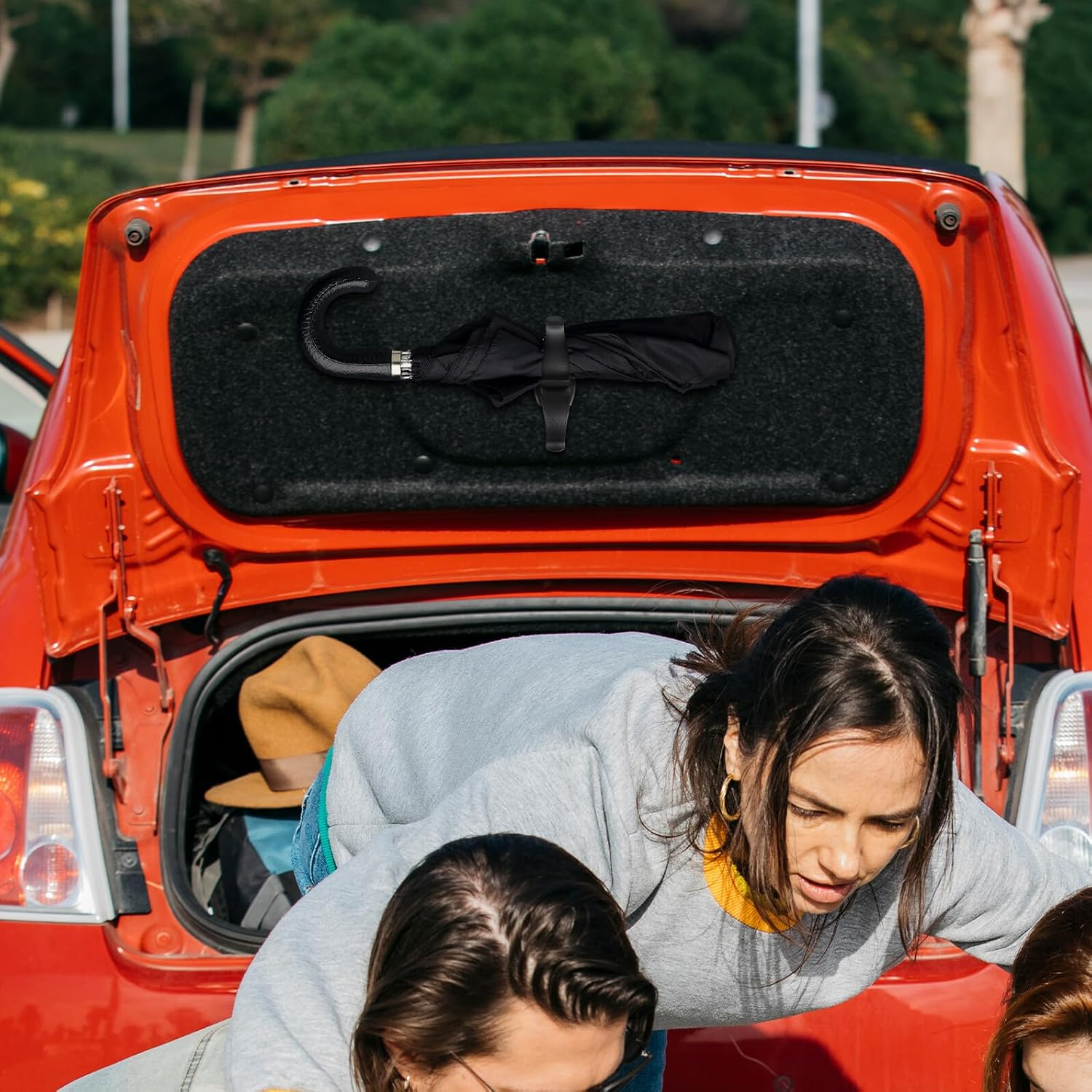 2 Pcs Car Trunk Umbrella Clip Heavy Duty Screw Install Car Door Hook Organizer Abs Plastic for Umbrella Fishing Rod Club Storage image number 4