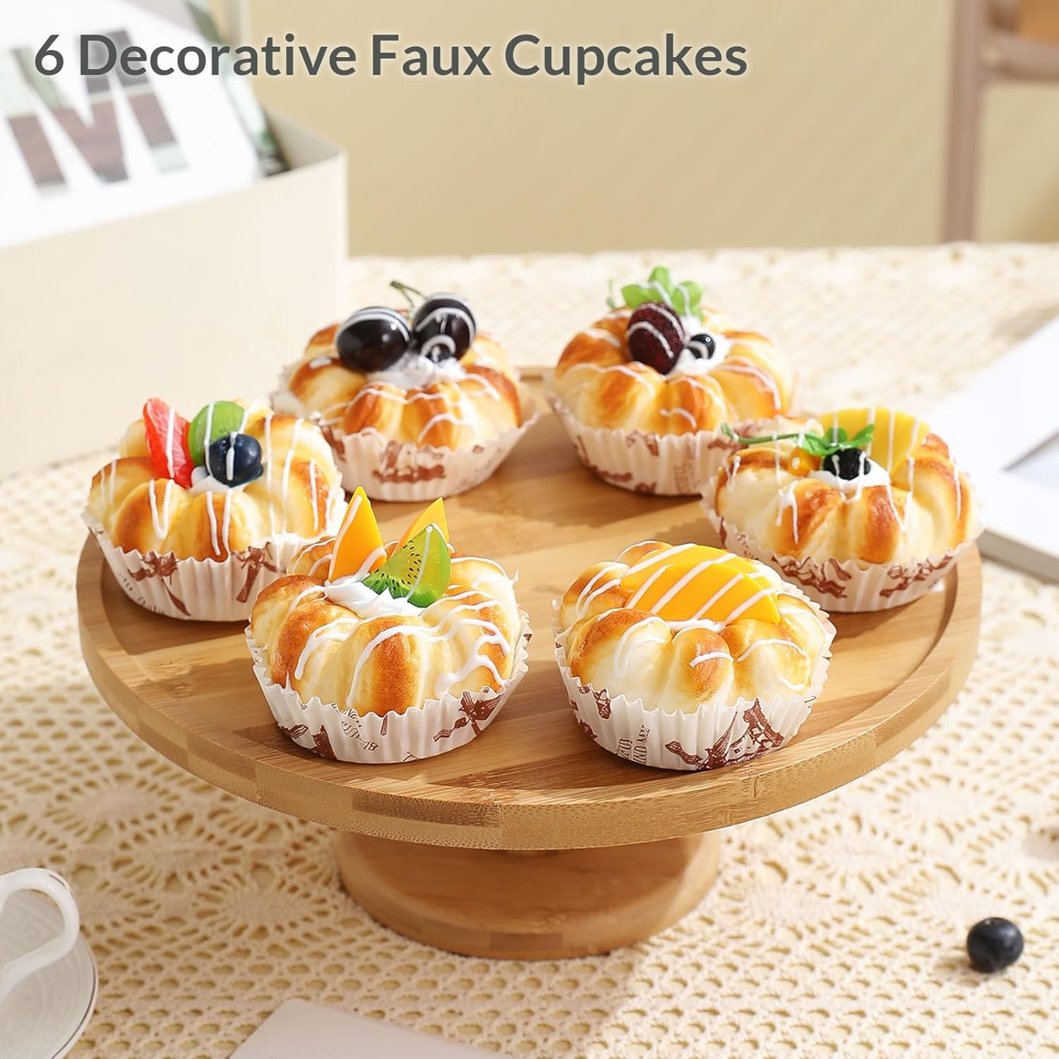 Fake Cupcakes, Artificial Cupcakes for Display, Faux Cake D&eacute;cor, Realistic Fake Artificial Food for Display, Fake Desserts Pastries for Decoration 6 Pack image number 5