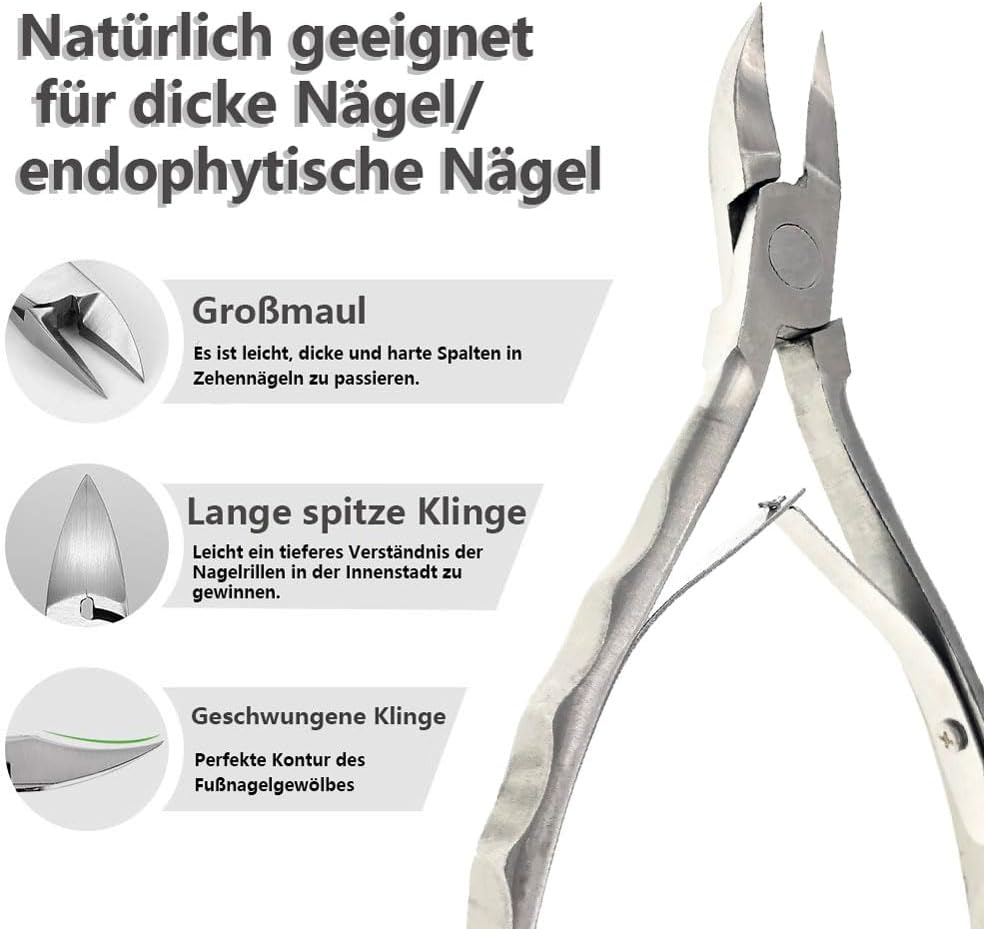 Premium Nail Nippers, Corner Pliers, Foot Care with Straight Blade, Nail Clippers, Precision Toenail Scissors Made of Stainless Steel, Clipper with Protective Cap, Silver image number 6