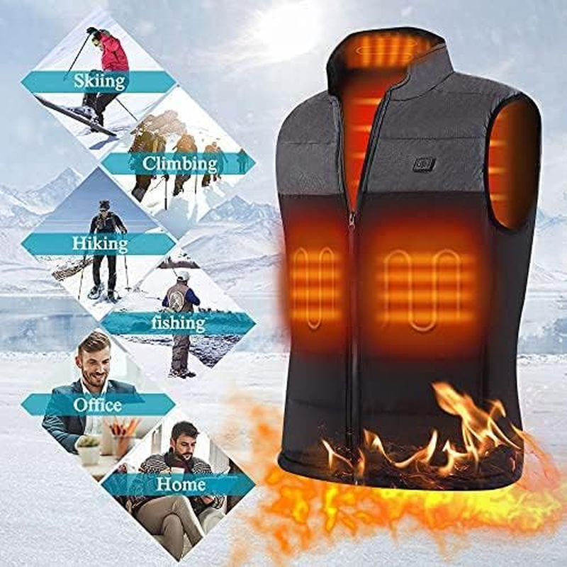 Heated Vest for Mens Double Switch with 11 Heating Zones, Lightweight Heated Jacket with USB Charging Keep Warm Function for Outdoor(No Battery) image number 1