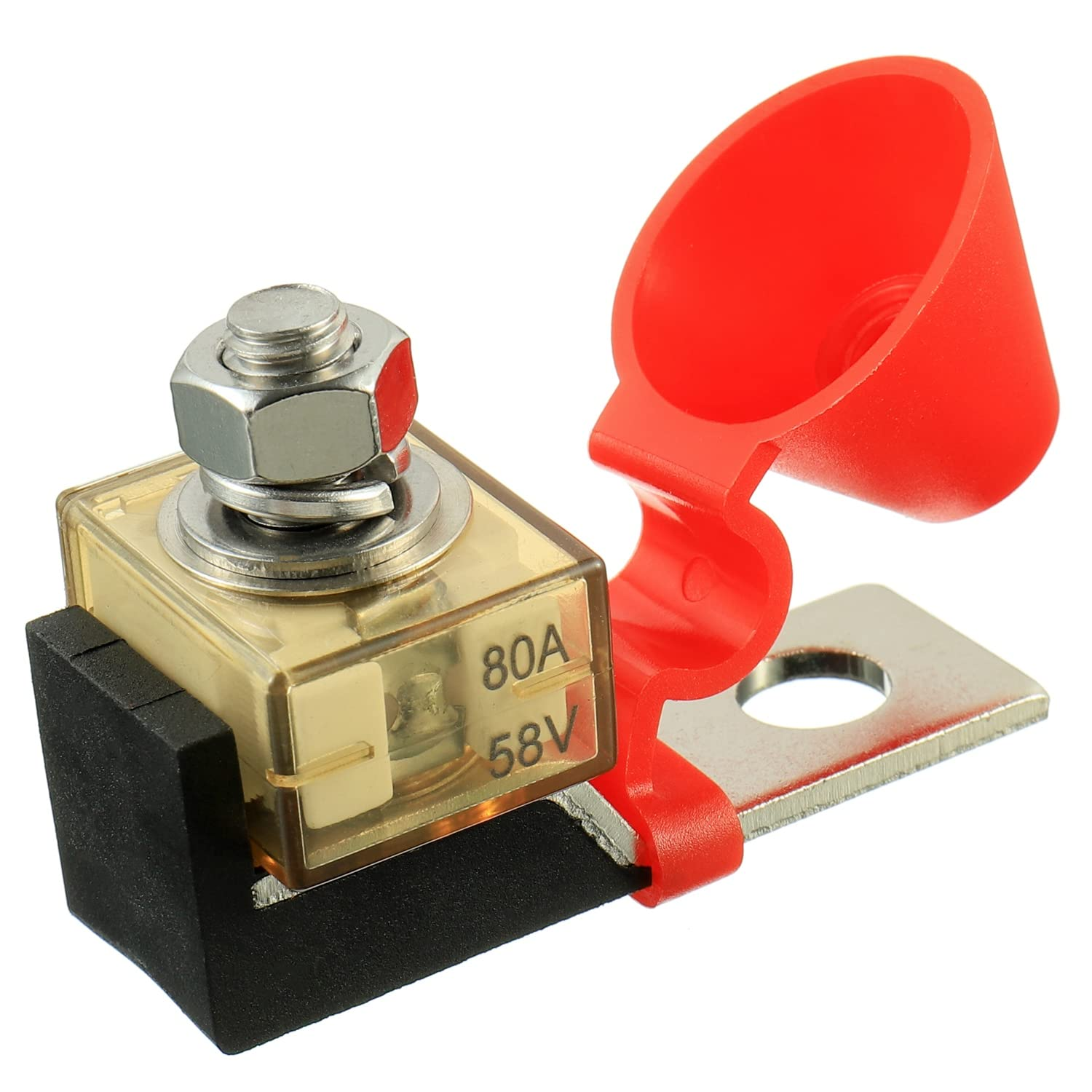 HUAREW MRBF Terminal Fuse Block Kit (Fuse Included), 40A 58V DC Maximum, Single Stud 5/16" (M8) Compact Marine Rated Battery Fuse,Ip66 Waterproof image number 6