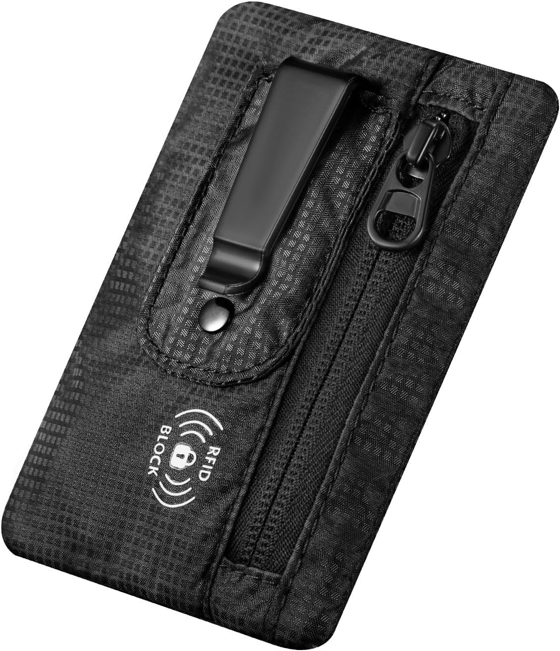KOSMCCO RFID Blocking Clip Stash Pocket, Compact Hidden Travel Belt Wallet for Cards & Cash - Slim Pickpocket-Proof Design for Everyday Carry, Black