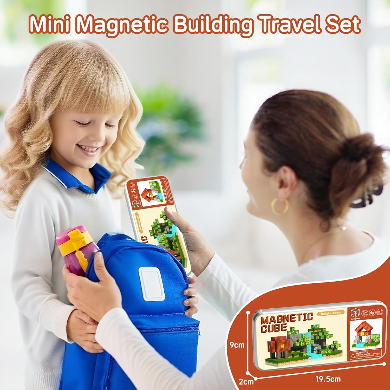35PCS Mini Magnetic Blocks Travel Set&ndash; Travel Magnet Building Toys for Kids Ages 3-8, STEM Educational Construction Cubes with Portable Iron Box, Birthday Christmas Boys & Girls Gift