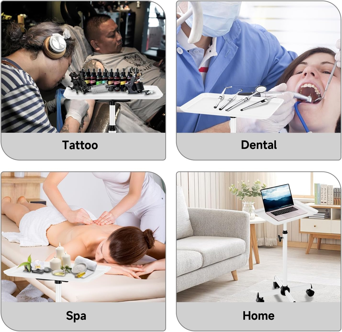 Premium Salon Trolley on Wheels - Rolling Cart for Tattoo, Hairdresser, Spa Clinic Storage - White