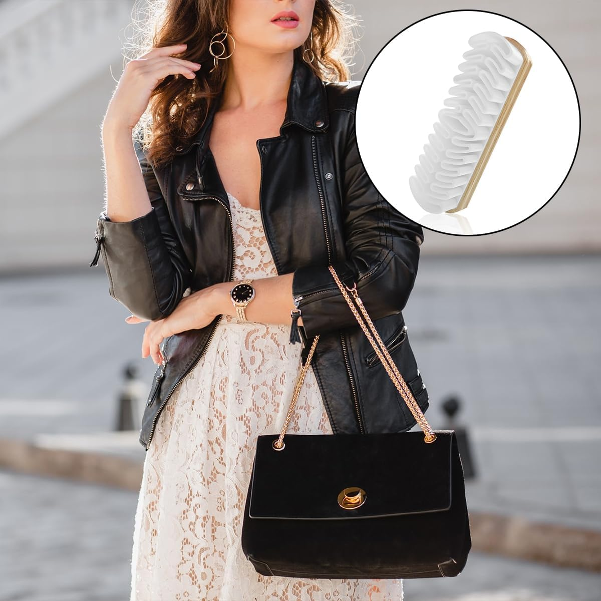 Suede Cleaning Shoe Brush, Nubuck Wood Brush for Jackets, Furniture, Boots (Brown) image number 1