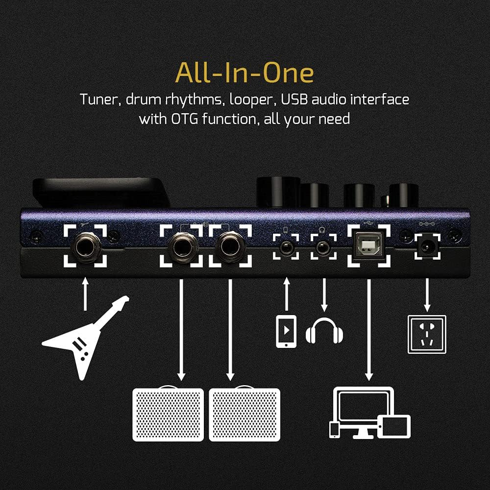 Valeton GP-100 Guitar Bass Amp Modeling IR Cabinets Simulation Multi Language Multi-Effects with Expression Pedal Stereo OTG USB Audio Interface (Violet) - Violet image number 4