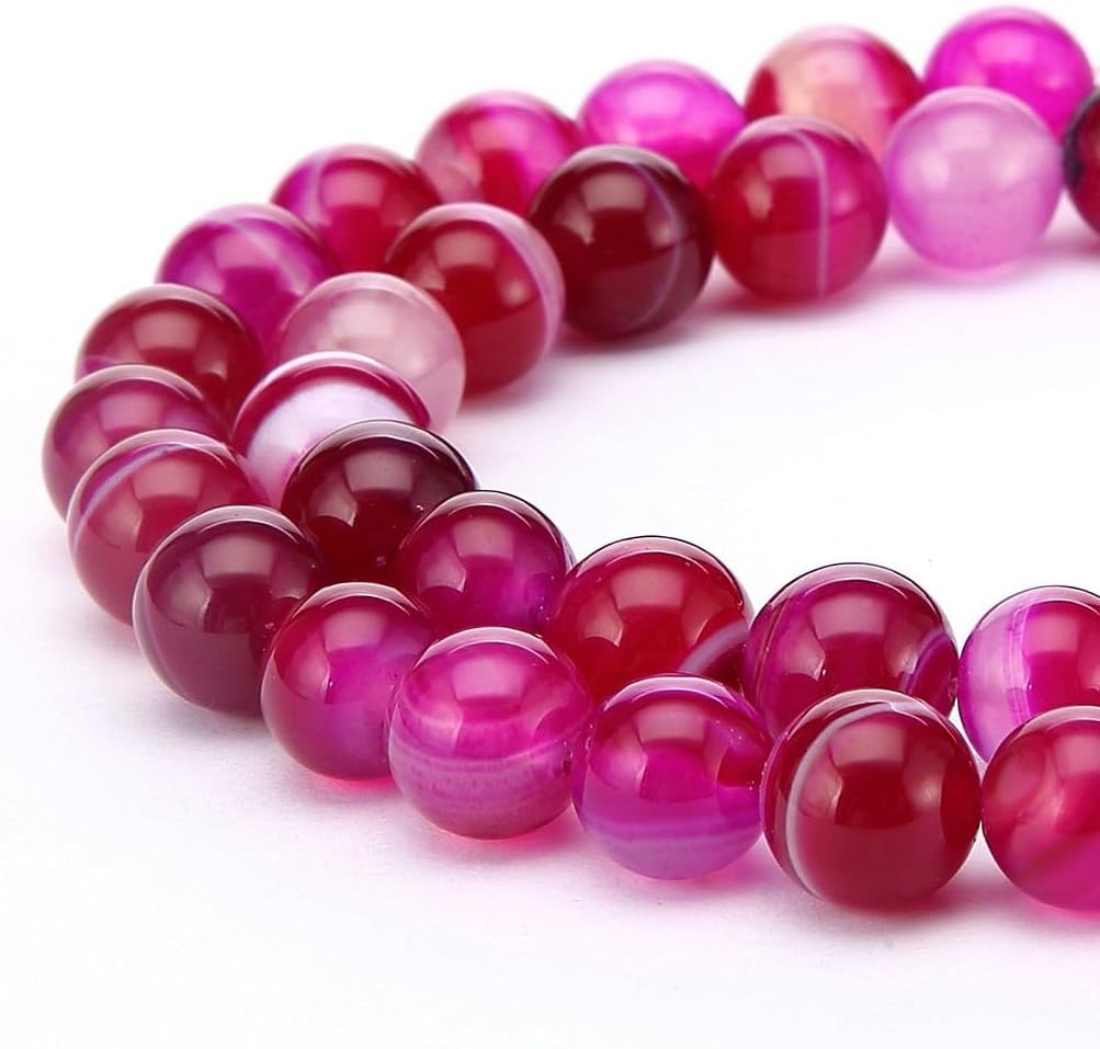 1 Strand Adabele AAA Natural Banded Fuchsia Red Agate Healing Gemstone round Loose Beads 6Mm Gem Stone Spacer (58-62Pcs) for Craft Jewelry Making5-6 image number 1